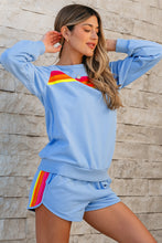 Load image into Gallery viewer, Beau Blue Striped Accent Pullover and Shorts Two Piece Casual Set