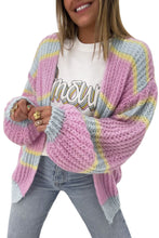 Load image into Gallery viewer, Contrast Striped Open Front Cable Cardigan