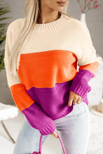 Load image into Gallery viewer, Multicolor Color Block Drop Shoulder Round Neck Knit Sweater