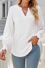 Load image into Gallery viewer, White Split Neck Textured Loose Blouse