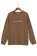 Load image into Gallery viewer, Khaki You Are Loved Print Corduroy Sweatshirt