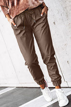 Load image into Gallery viewer, Brown Leather Tie Waist Jogger Pants
