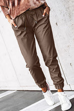 Load image into Gallery viewer, Brown Leather Tie Waist Jogger Pants