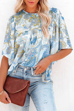 Load image into Gallery viewer, Paisley Print Wide Sleeves Loose Blouse