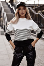 Load image into Gallery viewer, Black Striped Contrast Colorblock Knit Top