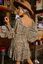 Load image into Gallery viewer, Multicolour Floral Long Sleeve Frilled U-Neck Ruffled Dress
