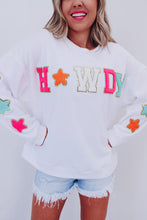 Load image into Gallery viewer, White Glitter Howdy Patch Graphic Casual Sweatshirt