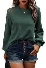 Load image into Gallery viewer, Green Lace Long Sleeve Textured Pullover