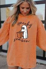 Load image into Gallery viewer, Orange Spooky Season Ghost Print Ribbed Pullover Sweatshirt