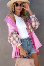 Load image into Gallery viewer, Plaid Patchwork Chest Pockets Oversized Shirt Jacket