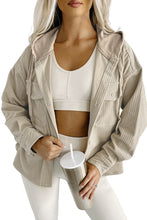 Load image into Gallery viewer, Parchment Drawstring Hooded Corduroy Shacket
