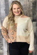 Load image into Gallery viewer, Multicolor Leopard Cable Knit Mix Patchwork Cutout Plus Top