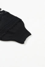 Load image into Gallery viewer, Black Hollowed Lace Splicing V Neck Loose Sweater