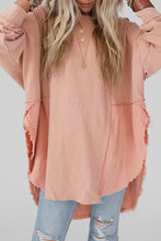 Load image into Gallery viewer, Crinkle Splicing Raw Hem High Low Oversized Blouse