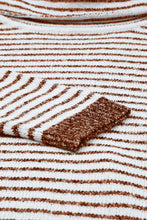 Load image into Gallery viewer, Brown Striped Turtleneck Loose Sweater