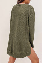 Load image into Gallery viewer, Green Waffle Knit High Slits Oversized Top