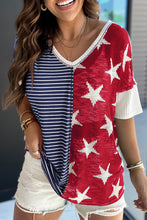Load image into Gallery viewer, Stripes Stars Print Knit Short Sleeves Top