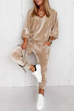 Load image into Gallery viewer, Parchment Velvet Zipped Top and Joggers Two Piece Set