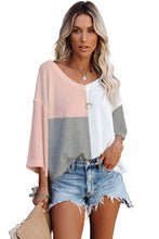 Load image into Gallery viewer, Multicolor Waffle Colorblock Long Sleeve Oversized Top