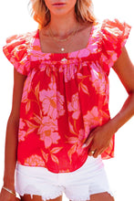 Load image into Gallery viewer, Floral Square Neck Ruffle Sleeve Blouse