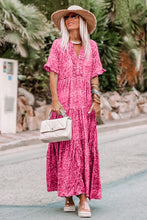 Load image into Gallery viewer, Paisley Print Boho Holiday Ruffle Tiered Maxi Dress