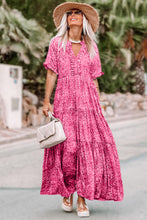 Load image into Gallery viewer, Paisley Print Boho Holiday Ruffle Tiered Maxi Dress