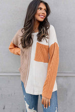 Load image into Gallery viewer, Long Sleeve Colorblock Chest Pocket Textured Knit Top