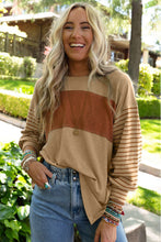 Load image into Gallery viewer, Flaxen Colorblock Striped Bishop Sleeve Top