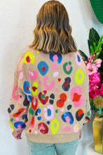 Load image into Gallery viewer, Khaki Multicolor Leopard Printed Drop Shoulder Pullover Sweatshirt