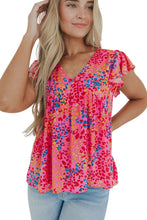 Load image into Gallery viewer, Leopard Print V Neck Flutter Sleeve Blouse