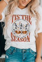 Load image into Gallery viewer, White Halloween Season Dancing Skeleton Graphic Tee