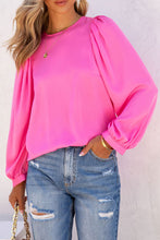 Load image into Gallery viewer, Satin Puff Long Sleeve Crewneck Blouse