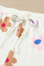 Load image into Gallery viewer, White Floral Long Sleeve Henley Top and Drawstring Shorts Set