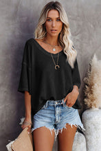 Load image into Gallery viewer, White Waffle Knit Drop Shoulder Loose Top