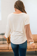 Load image into Gallery viewer, Apricot Color Block Wide Ribbed V Neck Top