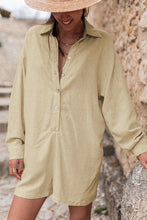 Load image into Gallery viewer, Half Button Shirt Collar Long Sleeve Loose Romper