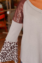Load image into Gallery viewer, Leopard Sequin Patchwork Bell Sleeve V Neck Tunic Top