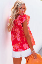 Load image into Gallery viewer, Floral Square Neck Ruffle Sleeve Blouse