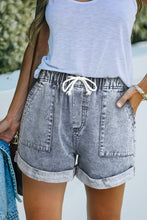Load image into Gallery viewer, Pocketed Drawstring High Waist Denim Shorts
