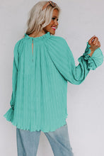 Load image into Gallery viewer, Striking Pleated Flared Cuff Long Sleeve Blouse