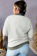Load image into Gallery viewer, Green Striped Contrasting Trim Plus Size Henley Pullover