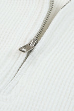 Load image into Gallery viewer, White Ribbed Zipper Sweatshirt and High Waist Shorts Set