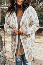 Load image into Gallery viewer, Beige Plus Size Leopard Pattern Cardigan