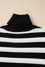 Load image into Gallery viewer, Black Stripe Slim Fit High Neck Knit Sweater