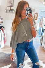 Load image into Gallery viewer, Gray Boatneck Batwing Sleeve Cording Blouse