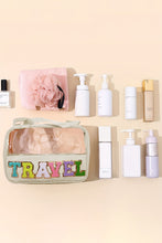 Load image into Gallery viewer, Parchment TRAVEL Chenille Letter Clear PVC Makeup Bag
