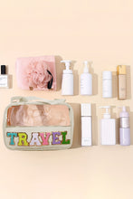Load image into Gallery viewer, Parchment TRAVEL Chenille Letter Clear PVC Makeup Bag