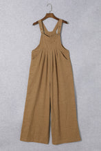 Load image into Gallery viewer, Brown Striped Pleated Wide Leg Pocketed Jumpsuit
