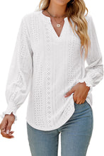 Load image into Gallery viewer, White Split Neck Textured Loose Blouse