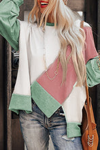 Load image into Gallery viewer, Colorblock Stitching Irregular Hem Long Sleeve Top